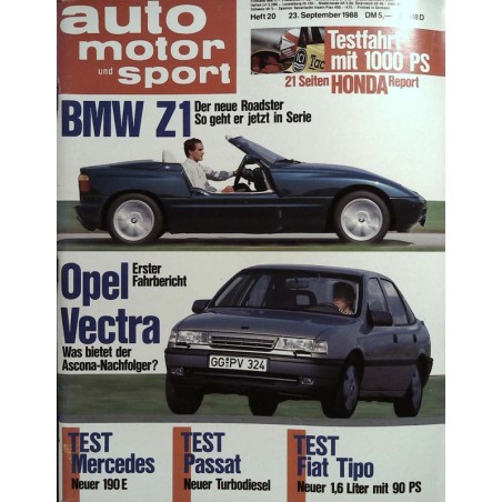 auto motor & sport Heft 20 / 23 September 1988 - BMW Z1