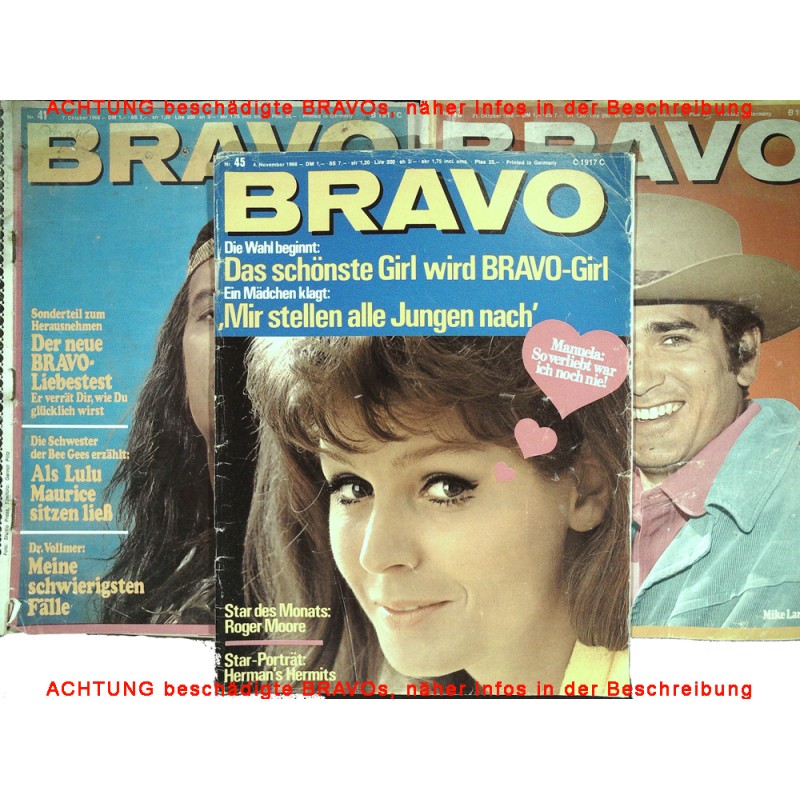 3er BRAVO Nr.41 / 43 / 45 von 1968 - Pierre, Mike Landon, Manuela