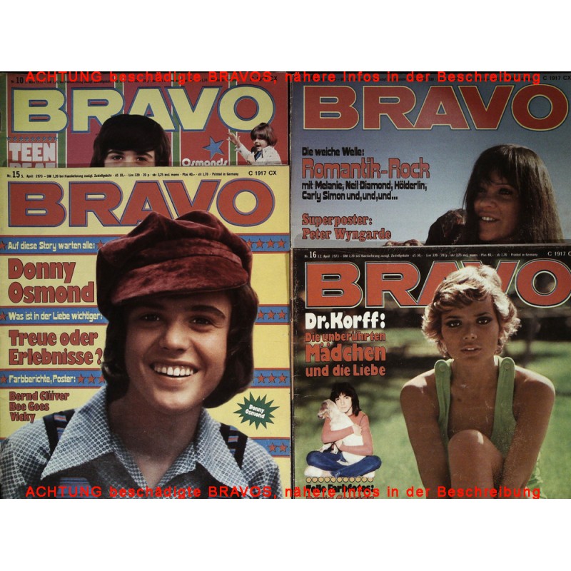 4er BRAVO Nr.10 / 14 / 15 / 16 von 1973 - Teen, Melanie, Glas, Donny