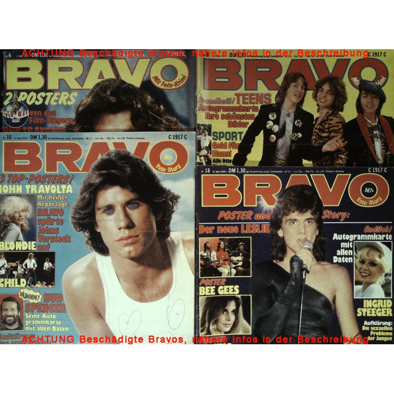 4er BRAVO Nr.6 / 8 / 16 / 18 von 1979 - John Travolta, Teens, Leslie