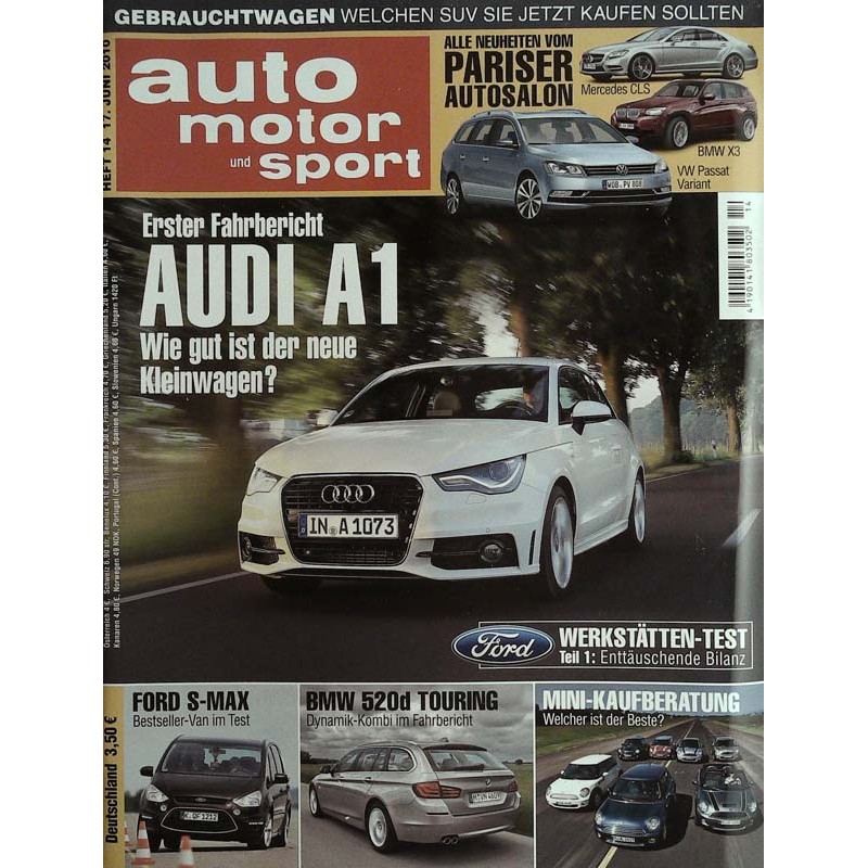 auto motor & sport Heft 14 / 17 Juni 2010 - Audi A1 Zeitschrift