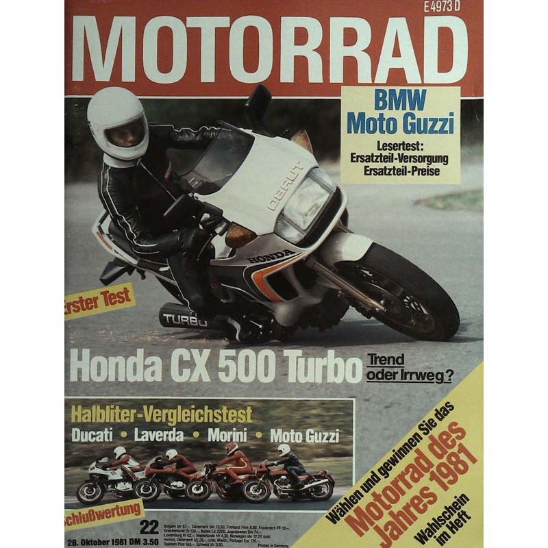 Das Motorrad Nr.22 / 28 Oktober 1981 - Honda CX 500 Turbo