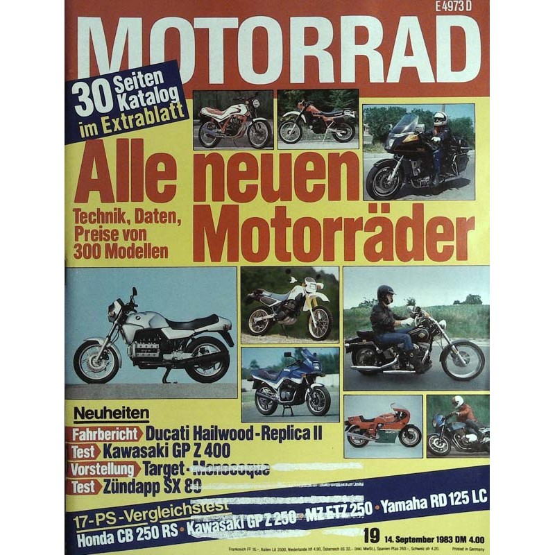 Motorrad Nr.19 / 14 September 1983 - Alle neuen Motorräder