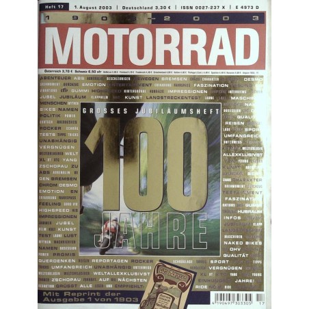 Motorrad Nr.17 / 1 August 2003 - Jubiläumsheft 100 Jahre