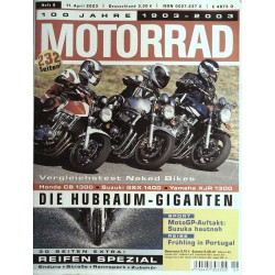 Motorrad Nr.9 / 11 April 2003 - Vergleichstest Naked Bikes