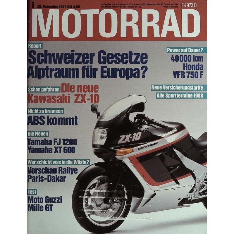 Motorrad Nr.1 / 28 Dezember 1987 - Kawasaki ZX-10