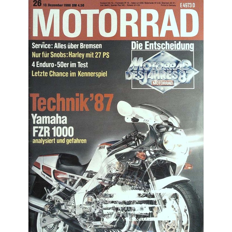 Motorrad Nr.26 / 13 Dezember 1986 - Yamaha FZR 1000