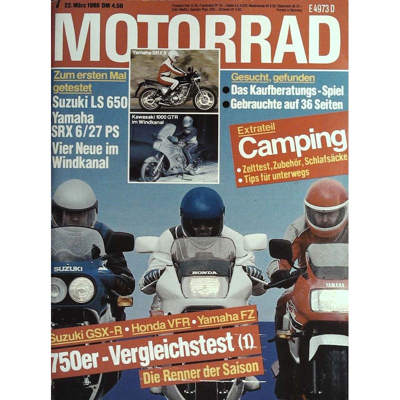 Motorrad Nr.7 / 22 März 1986 - 750er Vergleichstest