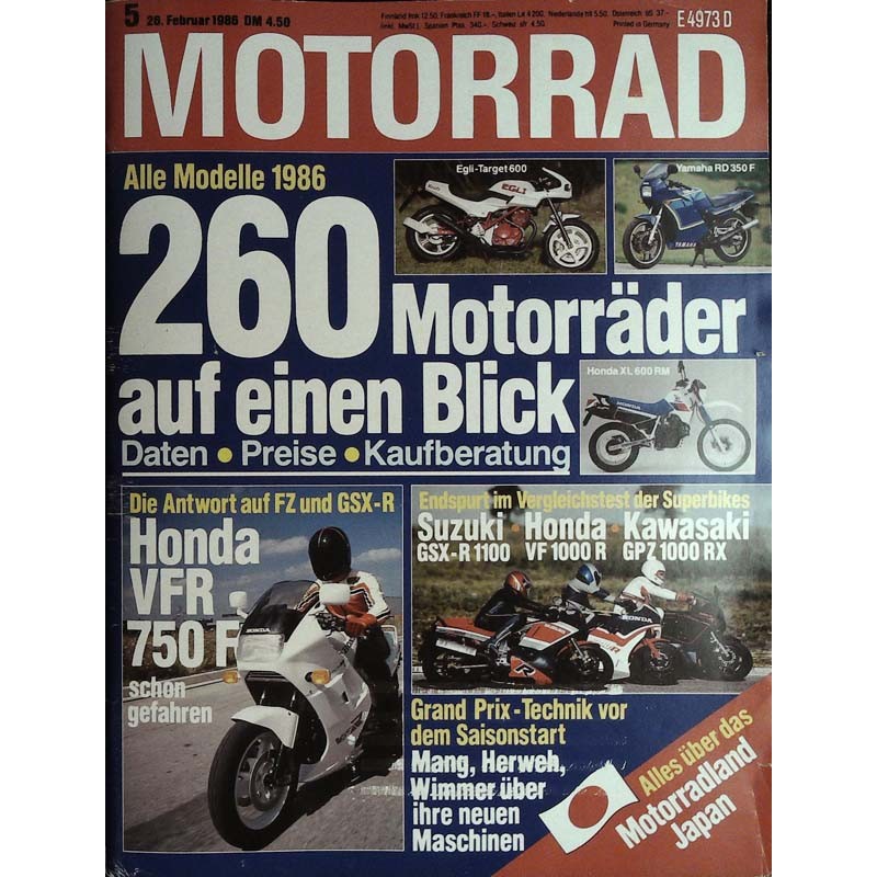 Motorrad Nr.5 / 26 Februar 1986 - Motorräder auf einen Blick