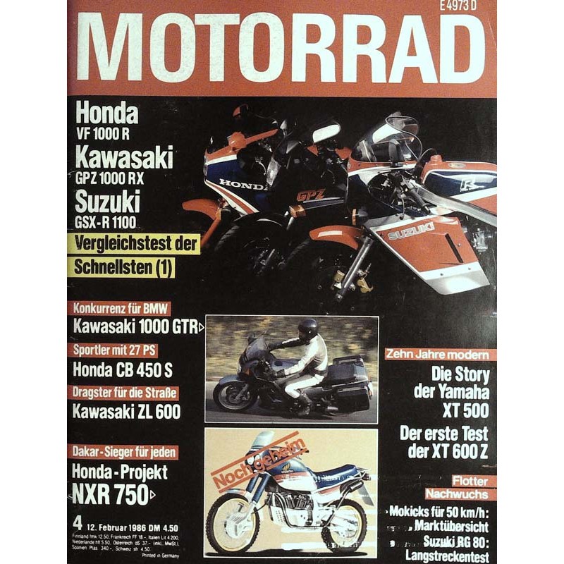 Motorrad Nr.4 / 12 Februar 1986 - Die schnellsten