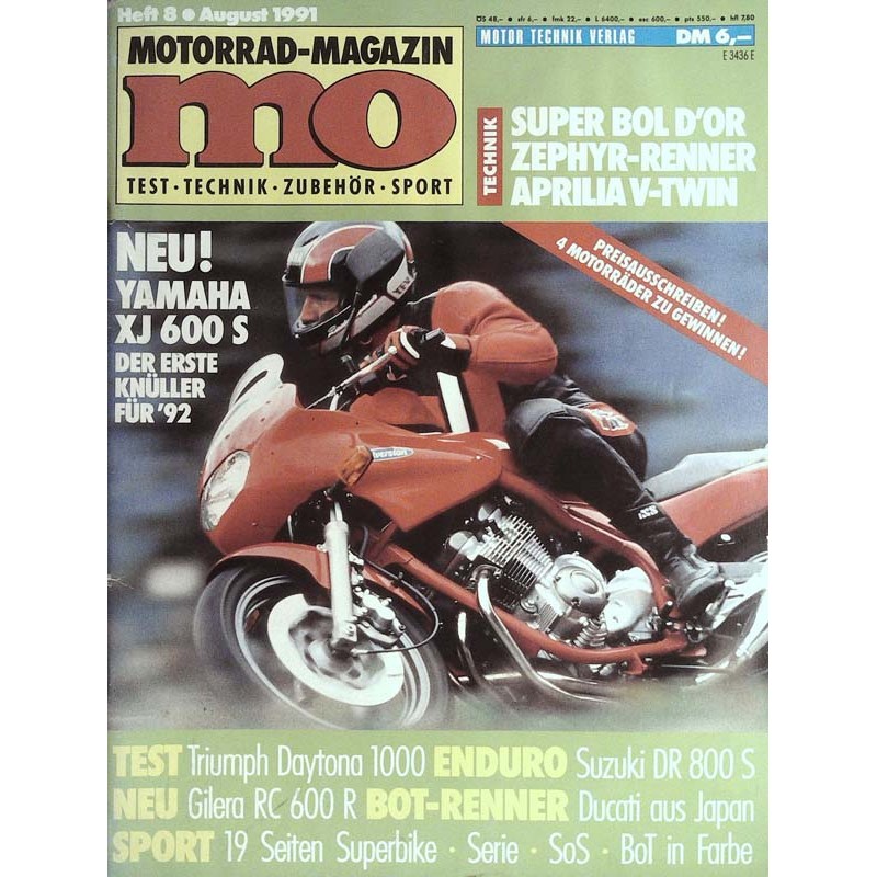 MO Heft 8 / August 1991 - Neu Yamaha XJ 600 S