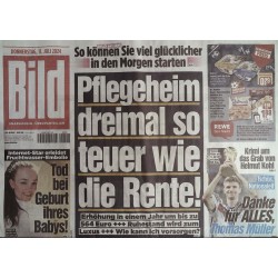 Bild Zeitung Donnerstag, 11 Juli 2024 - Pflegeheim teuer...