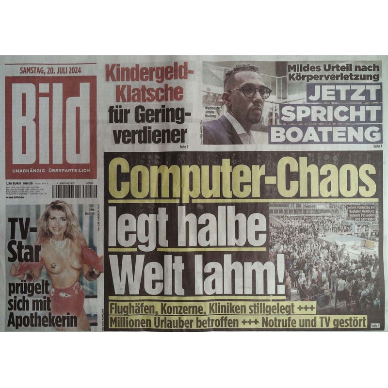 Bild Zeitung Samstag, 20 Juli 2024 - Computer-Chaos