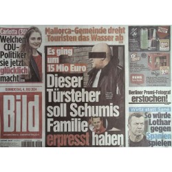 Bild Zeitung Donnerstag, 4 Juli 2024 - Schumis Erpresser