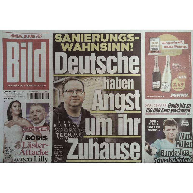 Bild Zeitung Montag, 20 März 2023 - Sanierungs-Wahnsinn