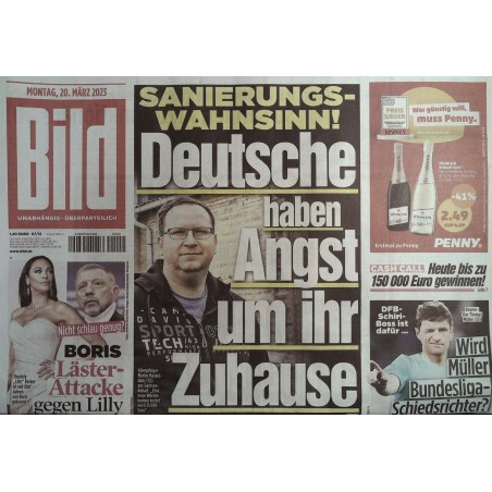 Bild Zeitung Montag, 20 März 2023 - Sanierungs-Wahnsinn