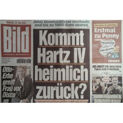 Bild Zeitung Montag, 29 Juli 2024 - Kommt Hartz IV zurück?