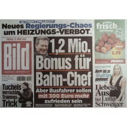 Bild Zeitung Freitag, 31 März 2023 - Bonus Bahn-Chef