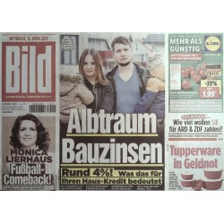 Bild Zeitung Mittwoch, 12 April 2023 - Alptraum Bauzinsen