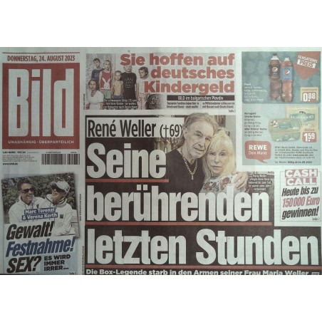 Bild Zeitung Donnerstag, 24 August 2023 - Rene Weller