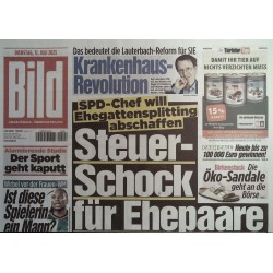 Bild Zeitung Dienstag, 11 Juli 2023 - Steuer-Schock