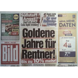 Bild Zeitung Samstag, 1 Juli 2023 - Goldene Jahre für Renten!