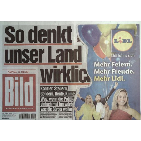 Bild Zeitung Samstag, 27 Mai 2023 - So denkt unser Land...