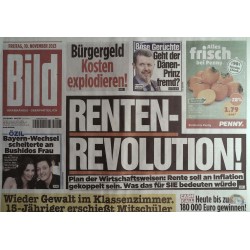 Bild Zeitung Freitag, 10 November 2023 - Renten Revolution!