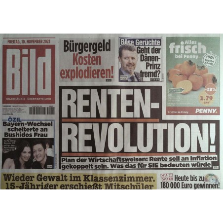 Bild Zeitung Freitag, 10 November 2023 - Renten Revolution!