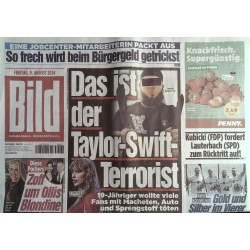 Bild Zeitung Freitag, 9 August 2024 - Taylor Swift Terrorist