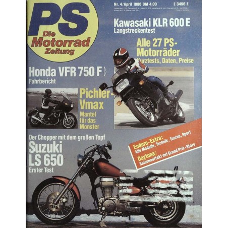 PS Die Motorrad Zeitung 4 - April 1986 - Suzuki LS 650