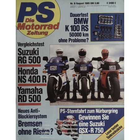 PS Die Motorrad Zeitung 8 - August 1985 - Vergleichstest