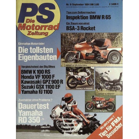 PS Die Motorrad Zeitung Heft 9 - Sept. 1984 - Yamaha RD 350