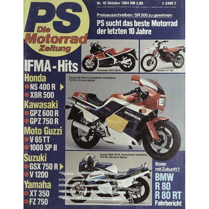 PS Die Motorrad Zeitung Heft 10 - Oktober 1984 - Honda NS 400 R