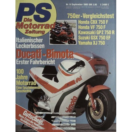 PS Die Motorrad Zeitung 9 - Sept. 1985 - Ducati Bimota