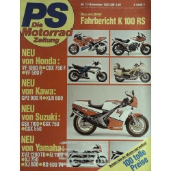 PS Die Motorrad Zeitung 11 - Nov. 1983 - Honda, Kawa, Suzuki...