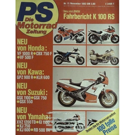 PS Die Motorrad Zeitung 11 - Nov. 1983 - Honda, Kawa, Suzuki...