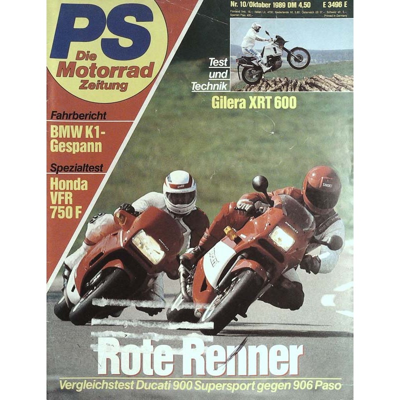 PS Die Motorrad Zeitung 10 - Oktober 1989 - Rote Renner