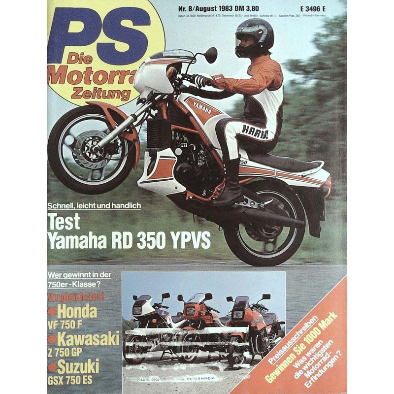 PS Die Motorrad Zeitung 8 - August 1983 - Yamaha RD 350 YPVS