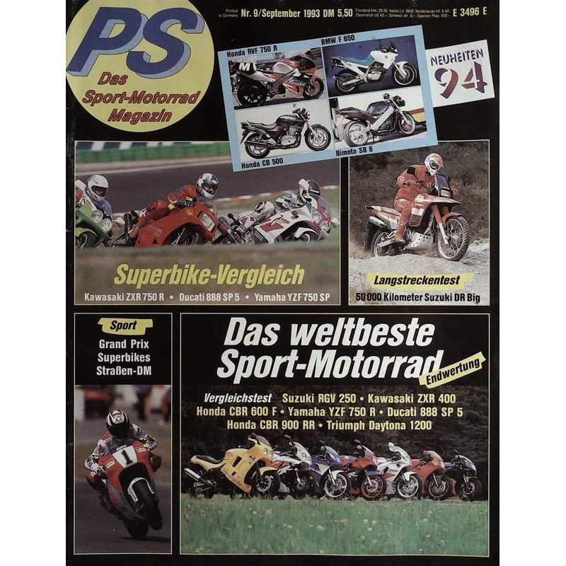 PS Die Motorrad Zeitung Heft 9 - September 1993 - Sport Motorrad