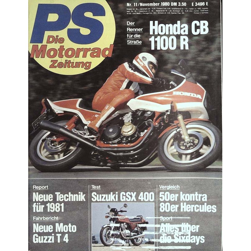 PS Die Motorrad Zeitung Heft 11 - November 1980 - Honda CB 1100 R