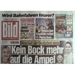 Bild Zeitung Mittwoch, 21 August 2024 - Kein Bock auf Ampel