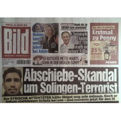 Bild Zeitung Montag, 26 August 2024 - Abschiebe Skandal