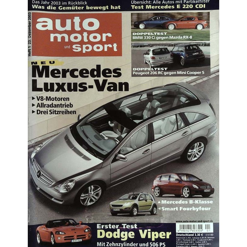 auto motor & sport Heft 1 / 23 Dez. 2003 - Mercedes Luxus-Van