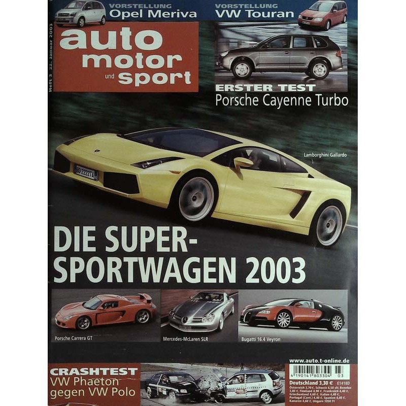 auto motor & sport Heft 3 / 22 Januar 2003 - Super Sportwagen