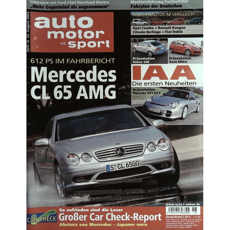 auto motor & sport Heft 18 / 20 August 2003 - Mercedes CL 65 AMG