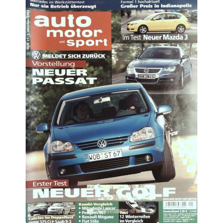 auto motor & sport Heft 21 / 1 Oktober 2003 - Neuer VW-Passat