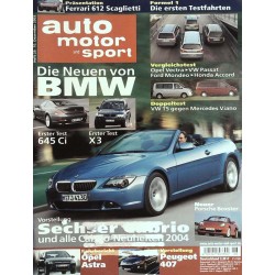 auto motor & sport Heft 26 / 10 Dezember 2003 - Sechser Cabrio