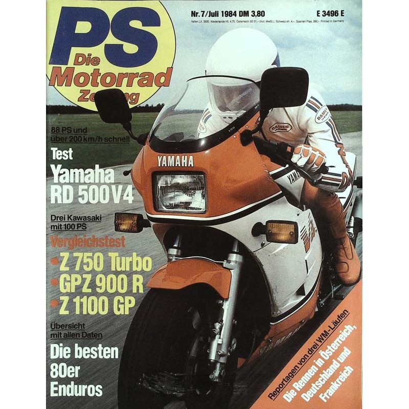 PS Die Motorrad Zeitung Heft 7 - Juli 1984 - Yamaha RD 500 V4