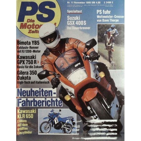 PS Die Motorrad Zeitung 11 - November 1986 - Kawasaki GPX 750 R